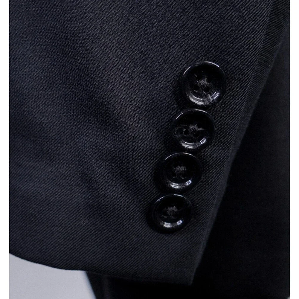 J.Crew Thompson Peak Lapel Tuxedo Jacket Black Sz 44R Two Button Wool Blazer